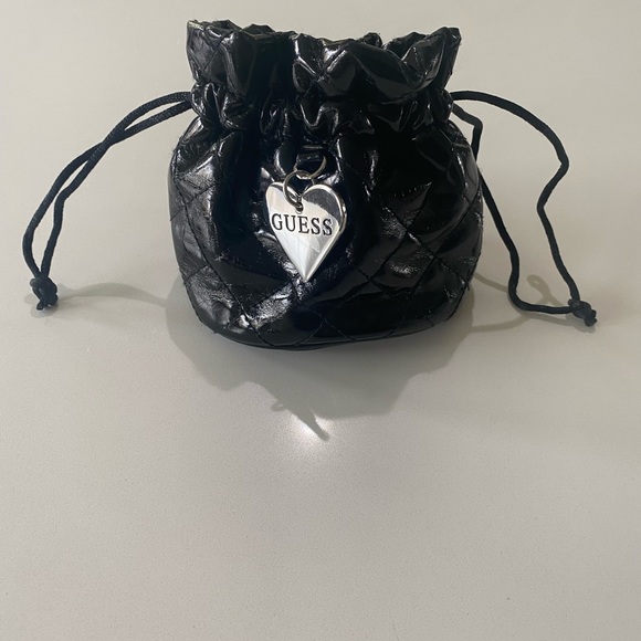 Guess Black Quilted Mini Bag with Heart Silver Accent - Picture 7 of 7